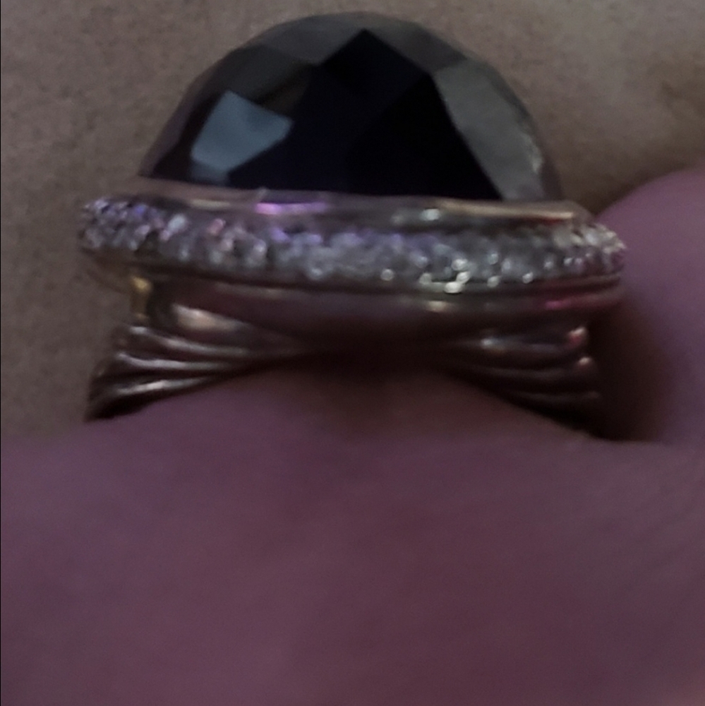 DAVID YURMAN OVAL AMETHYST AND DIAMOND RING !